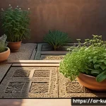Home 22 정원에서 다년생 식용 식물의 생리학적 이해 - A detailed botanical illustration of a perennial herb garden in a traditional Middle Eastern courtya...