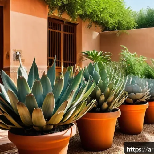 Home 32 다년생 식용 식물의 이식 및 성장 관리 - A vibrant garden scene in a traditional Middle Eastern home courtyard during late spring, showcasing...