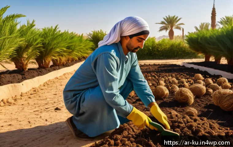 다년생 식용 정원에서의 수확 후 관리 방법 - A vibrant Middle Eastern garden scene after harvest, showing a gardener wearing traditional light cl...